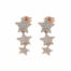 Orecchino in argento 925 rosè, tre stelle a gradazione pendenti con pavè di zirconi bianchi.