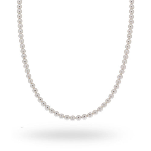 Collana Filo Perla Bianca realizzata in vetro perlato con filo e chiusura realizzato in Argento. LUNGHEZZA 40 CM + 5 CM