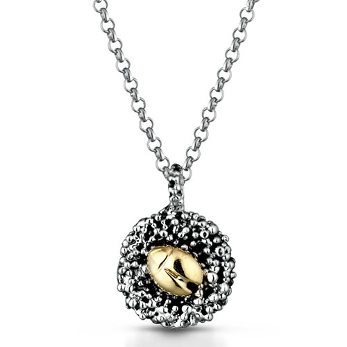 Ciondolo argento 925 cerchio con iniziale o simbolo in bronzo con catenina, chiusura a moschettone. Dimensione ciondolo 1,5cm