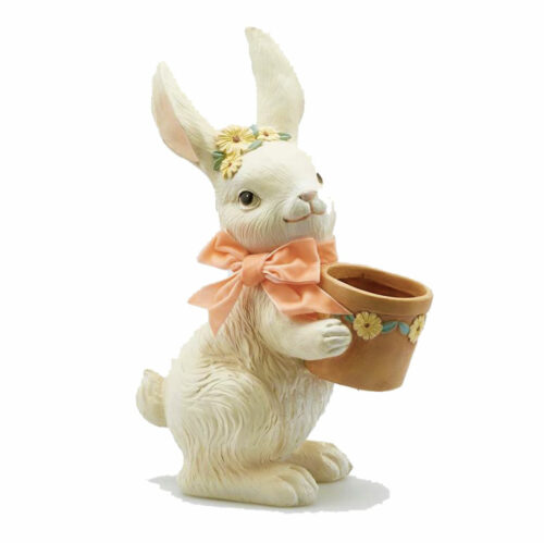 Coniglio decorazione in resina 38 cm porta candela della collezione Pasqua Enzo De Gasperi