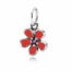 Charm fiore di ciliegio in argento 925 smaltato in rosso con zircone centrale in viola.