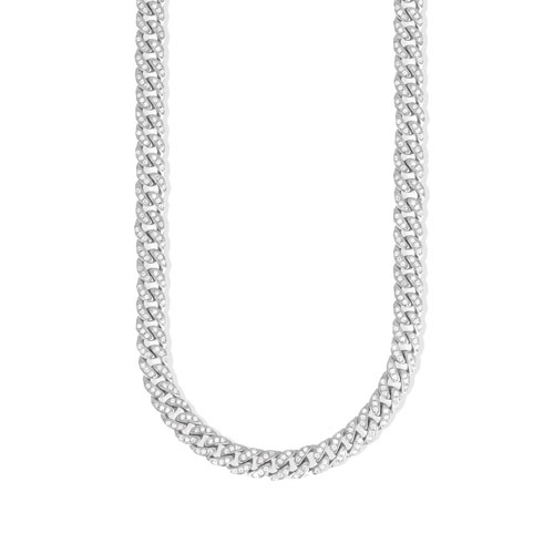 Collana in argento 925 groumette con zirconi incastonati. Dimensioni - 45 cm