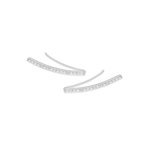 Orecchini monachella con ovale pendente e zirconi bianchi in argento 925  galvanica rodio